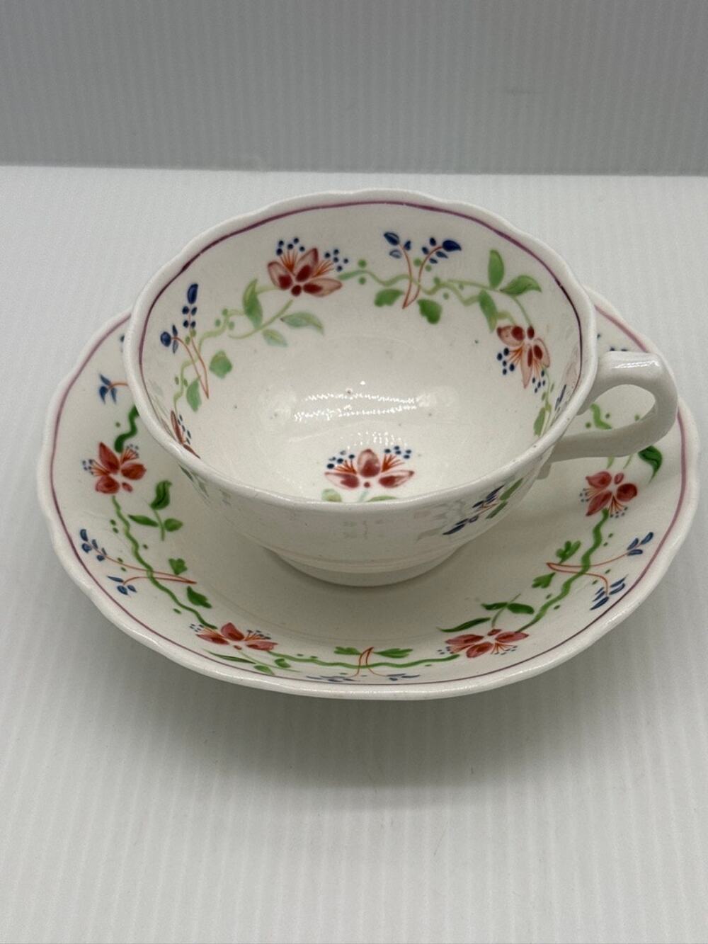 Vintage Floral Porcelain Teacup and Saucer Set